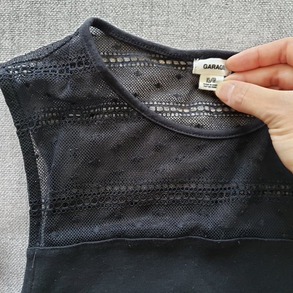 Black sleeveless top with mesh neckline - Picture 2 of 4